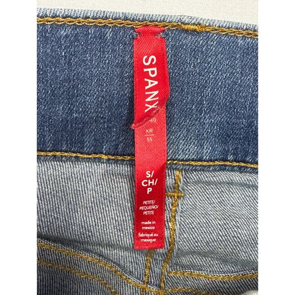Spanx Women's Flare Leg Pull On Stretch Blue Denim Jeans - Size S (28x32.5) - Picture 3 of 5